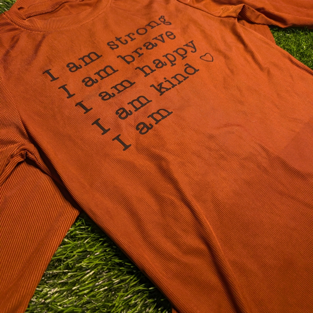 Orange Graphic Long Sleeve Matching Set